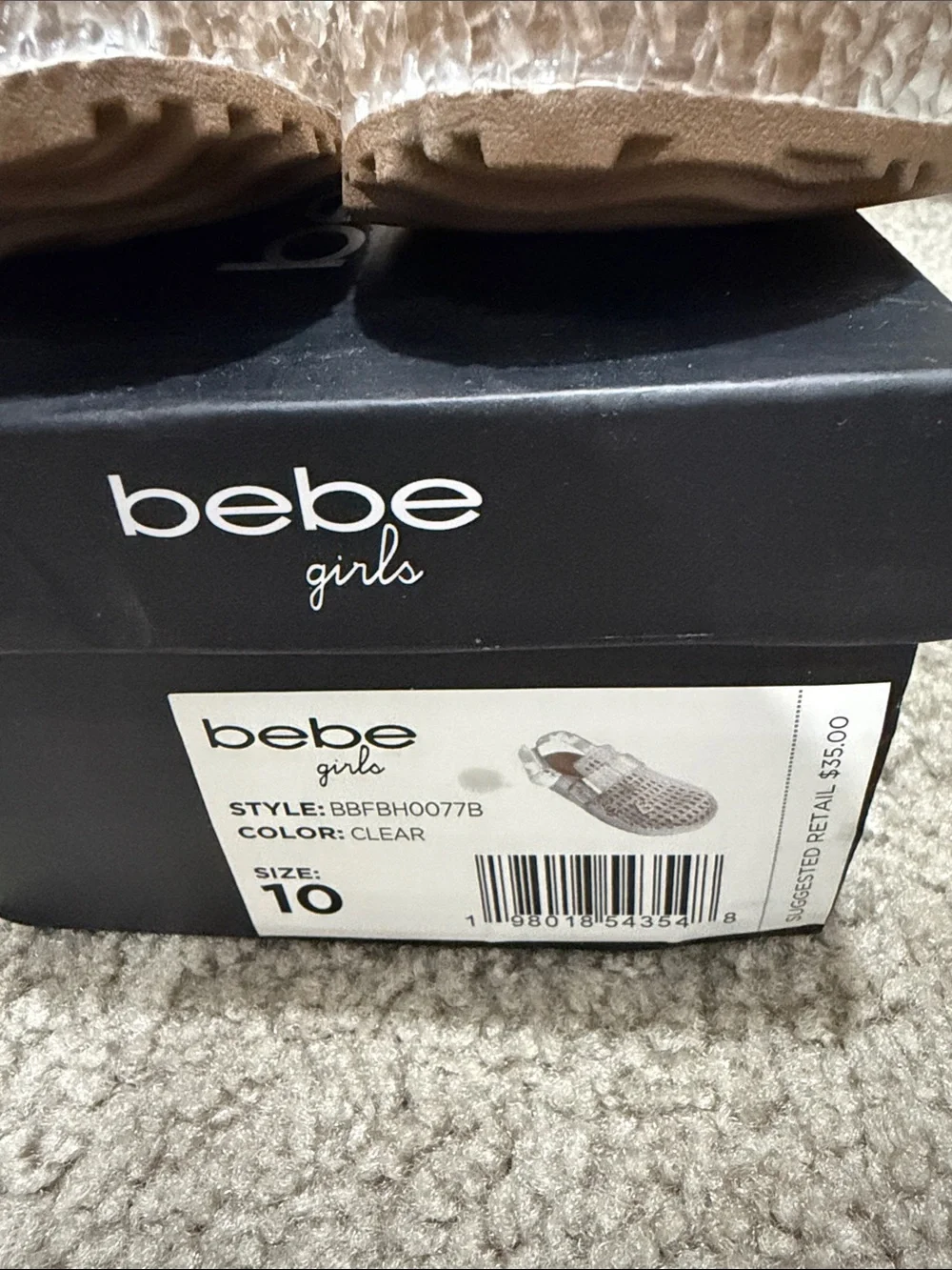 bebe Girls Clear Woven Jelly Platform Mules with Gold Accents